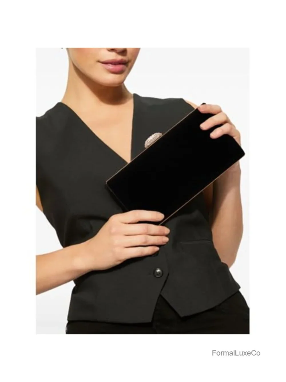 Velvet Clutch with Crystal Clasp Evening Bag with Removable Chain